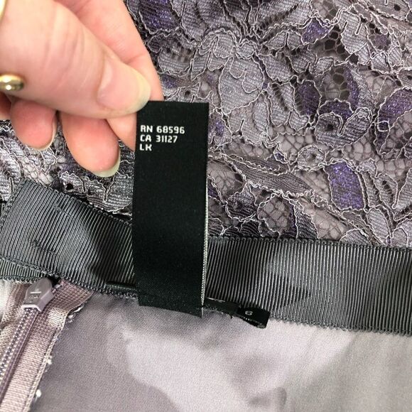 DKNY lace midi skirt below knee dusty purple 6 EUC - Picture 2 of 11